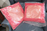 Pair of 16" Leather Throw Pillow Pink and Check 1 of 2 - thumbnail 1 of 3