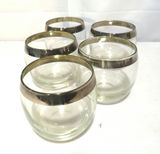 Set of 5 Roly Poly Silver Trim Low Ball Drinking Glasses - thumbnail 4 of 4