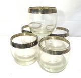 Set of 5 Roly Poly Silver Trim Low Ball Drinking Glasses - thumbnail 1 of 4