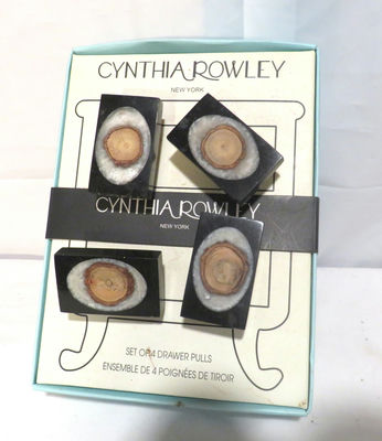 Vintage Cynthia Rowley Boxed Set 4 Agate Drawer Pulls - Image 1 of 4