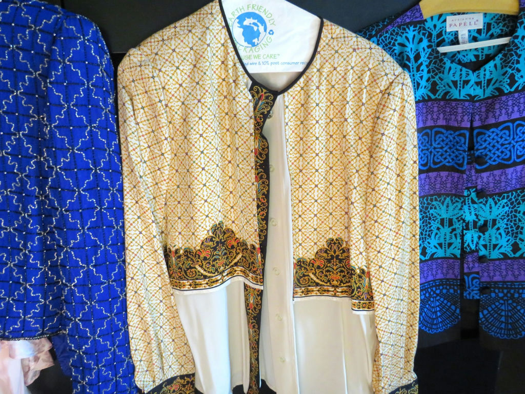 4 Adrienne Papell Designer Tops Jacket Silk Beaded - image 10 of 15