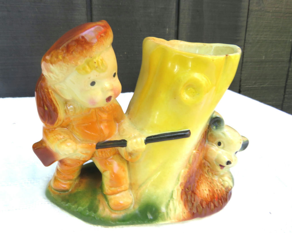 Vintage McCoy Davey Crockett Small Planter Vase - image 2 of 7