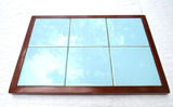 MCM Blue Tile with Wood Trim Tray Trivet Table Top - thumbnail 1 of 4