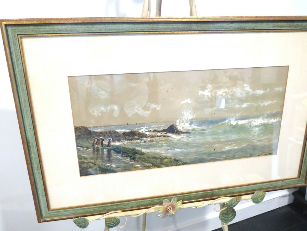 Edmund Darch Lewis Watercolor Seascape Framed 1889 - image 3 of 4