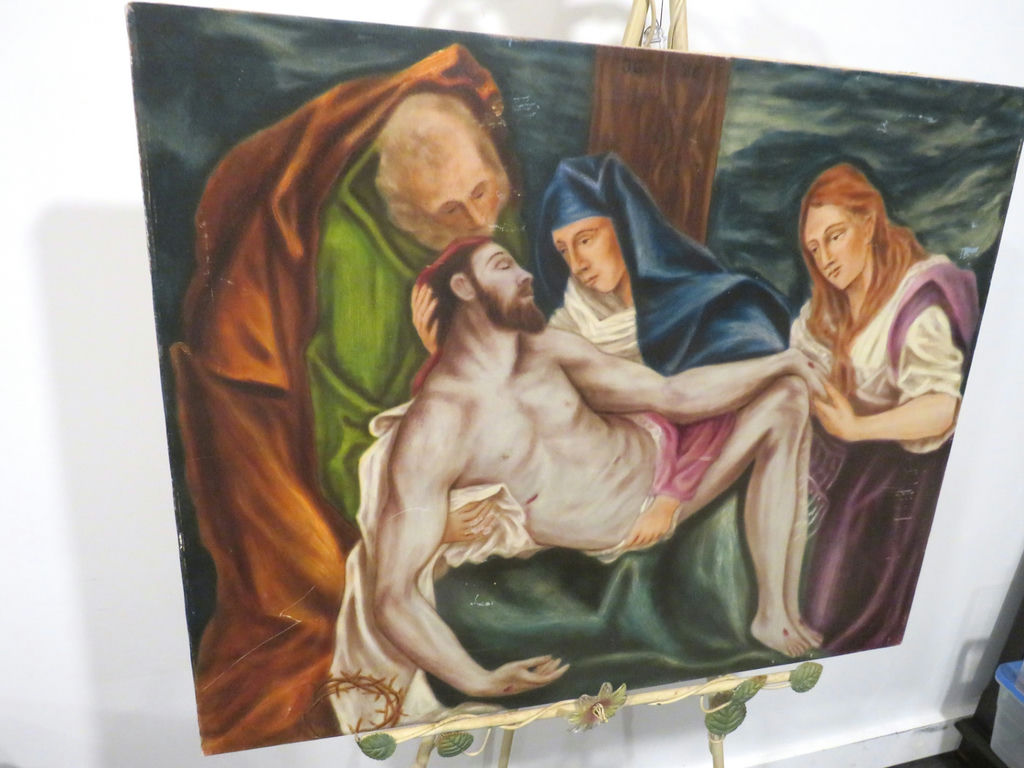 Renaissance Style Religious Oil Painting on Canvas - image 3 of 7
