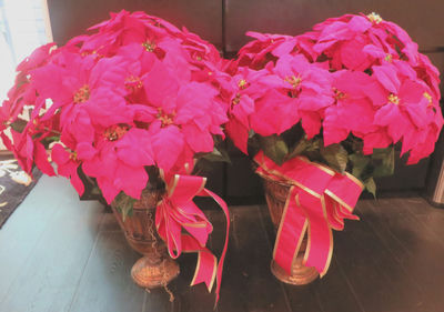 Pair of Faux Poinsettia Plants in Metal Urns Christmas - Image 1 of 5