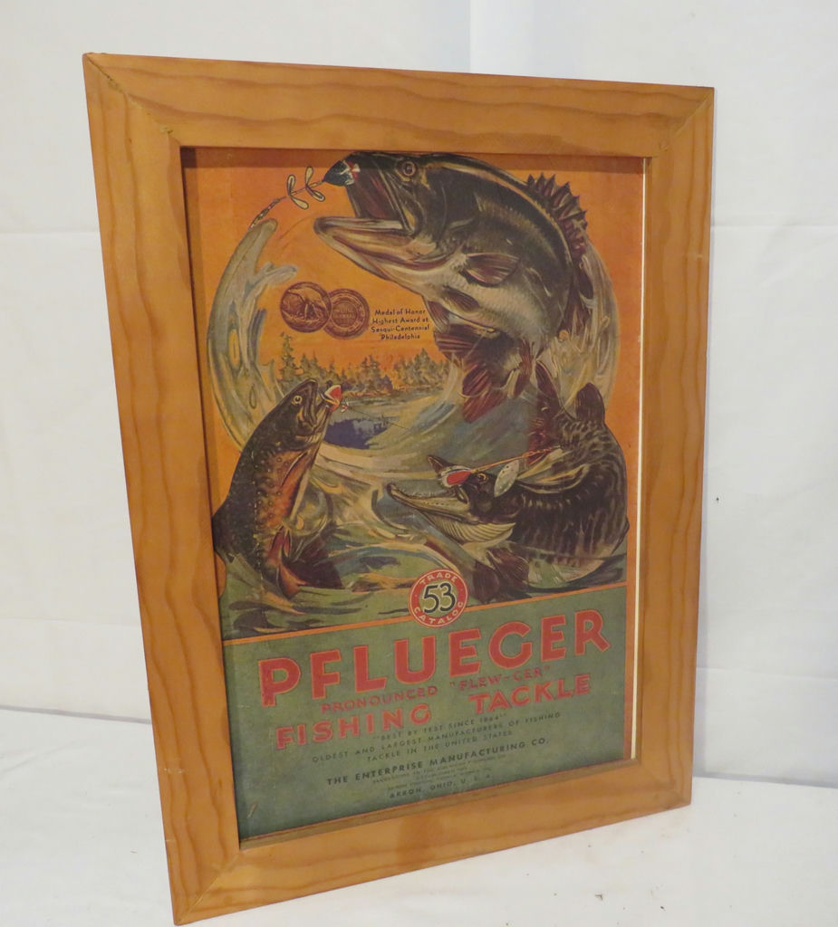 Vintage Pflueger Fishing Tackle Ad Print Framed - image 1 of 4