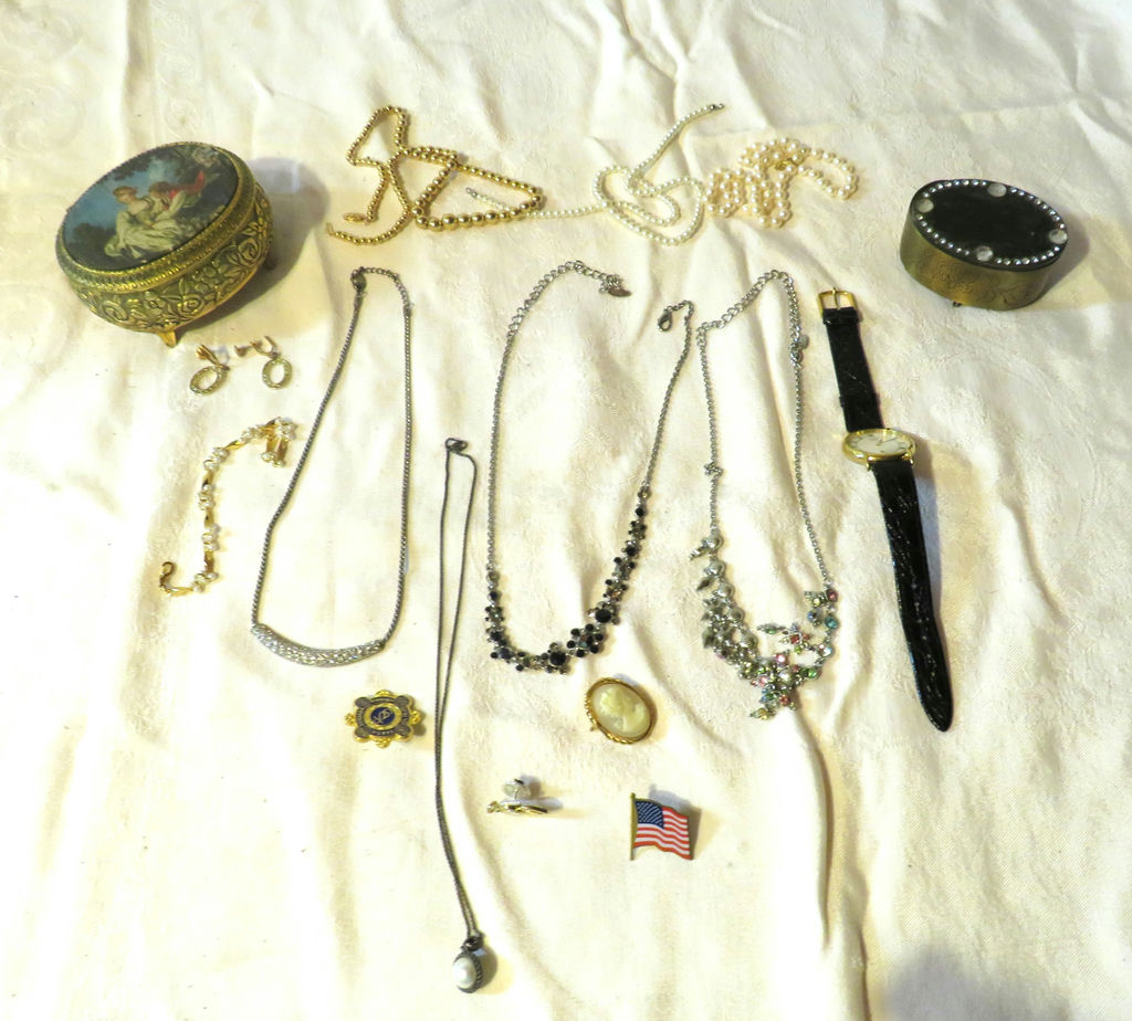 Vintage Costume Jewelry and Citizens Watch and Trinket Box - image 2 of 11