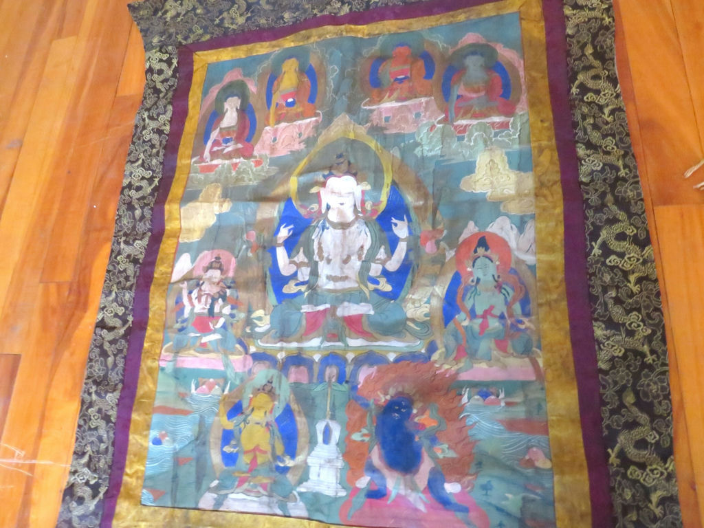 Tibetan Thangka Painting Textile and Zapotec Bird Motif Hanging - image 2 of 5