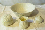 Belleek Bowl and Belleek Creamer Sugar and Covered Jar Green stamp on bottom - thumbnail 1 of 11