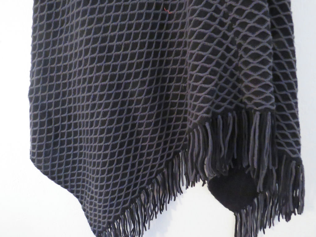 Claudia Nicole Black Fringe Cape Cashmere Wool Blend - image 3 of 9