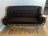 Midcentury Modern Bamboo Rattan Sofa with Original Cushion - thumbnail 1 of 6