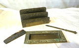 Vintage Ornate Brass Desk Lot Envelope Holder and Comb - thumbnail 1 of 7