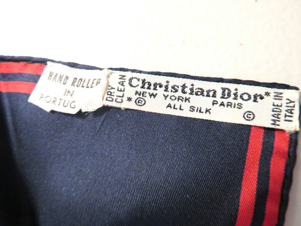 Christian Dior Silk Square Scarf Handkerchief Navy - image 4 of 4