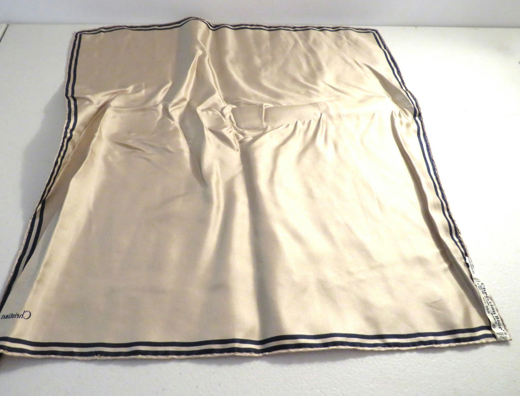Christian Dior Silk Square Scarf Handkerchief Beige Italy - image 4 of 4