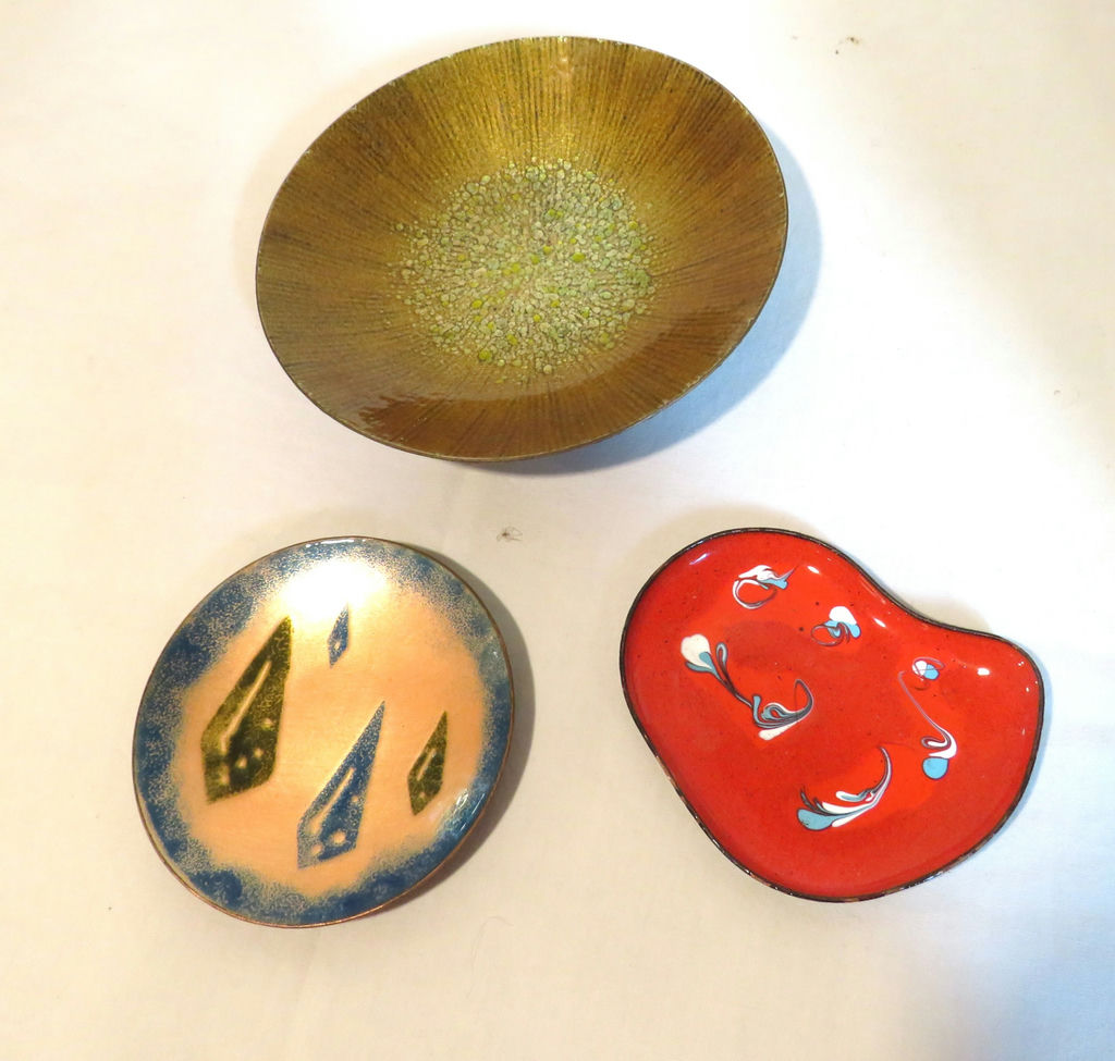 3 piece MCM Studio Enamel Dishes Marion Lang Signed - image 1 of 6