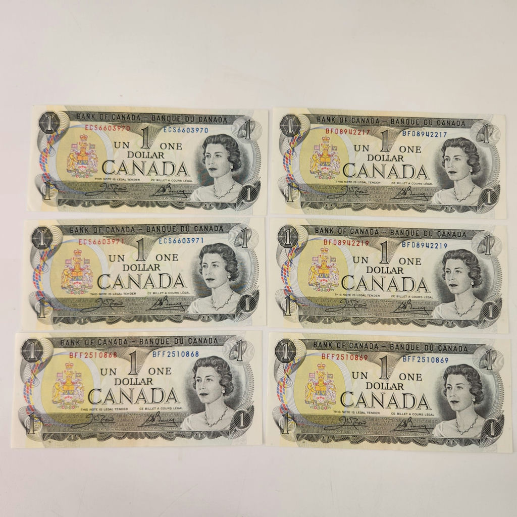 1973 Canadian $1 Notes Sequencial Pairs - image 1 of 7