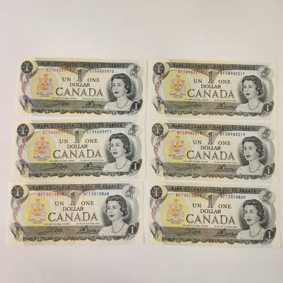 1973 Canadian $1 Notes Sequencial Pairs - Image 1 of 7