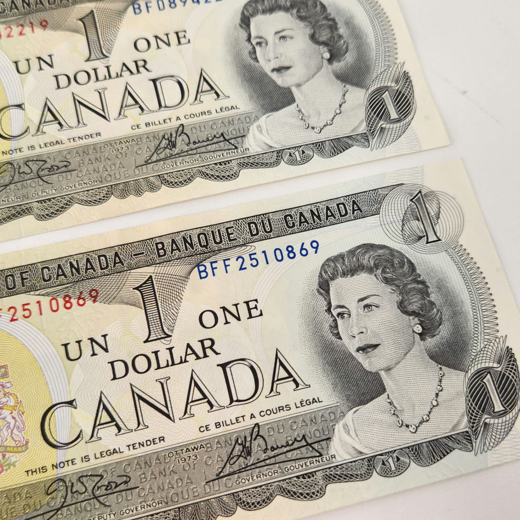 1973 Canadian $1 Notes Sequencial Pairs - image 6 of 7