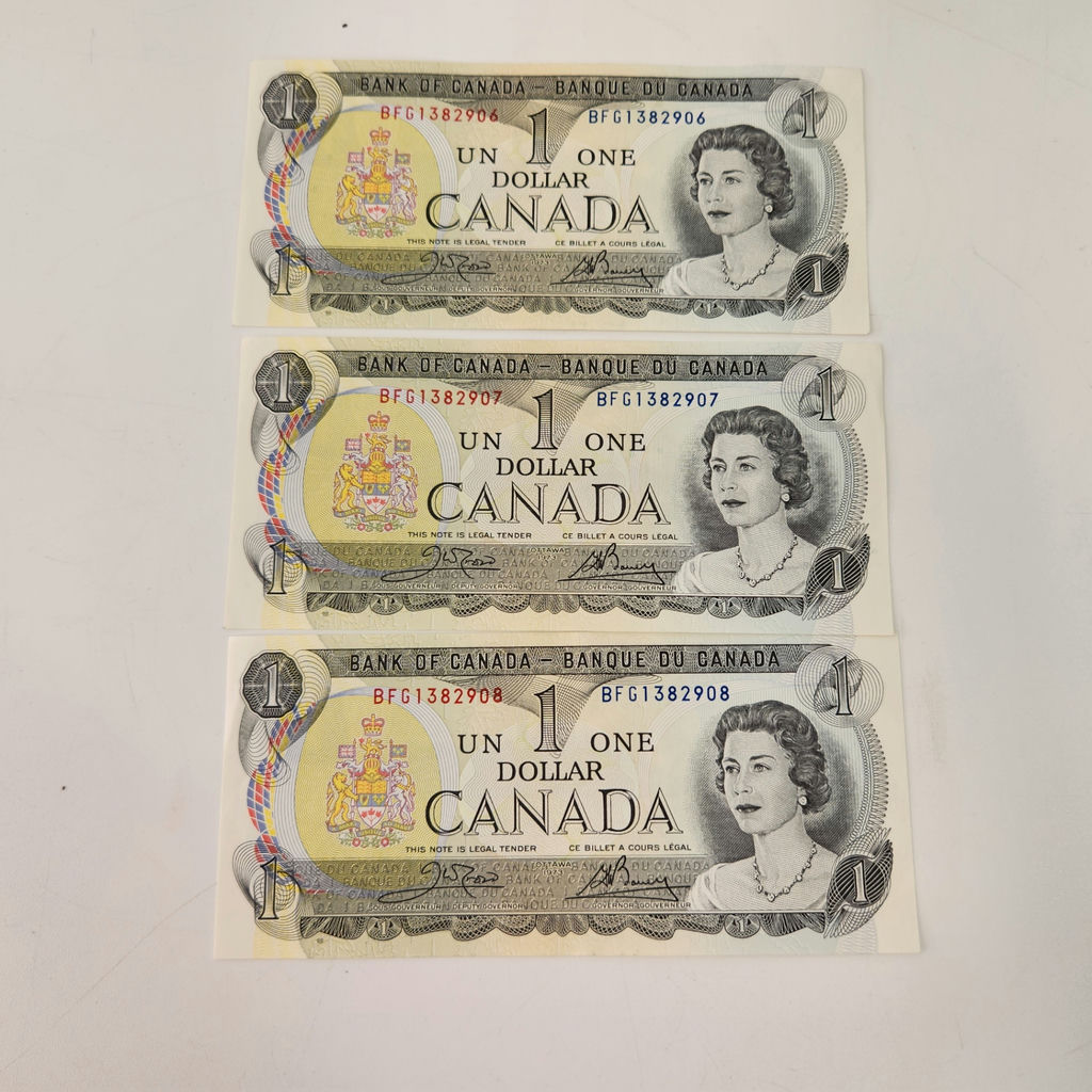 1973 Canadian $1 Bills Sequencial Bank Notes - image 1 of 8