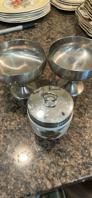 Royal Worcester Egg Coddler and metal dessert cups - Image 1 of 7
