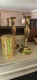 Vintage Brass Candlesticks from Japan and Candle - thumbnail 1 of 5