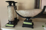 Glass and Metal Candleholders and Bowl - thumbnail 1 of 6