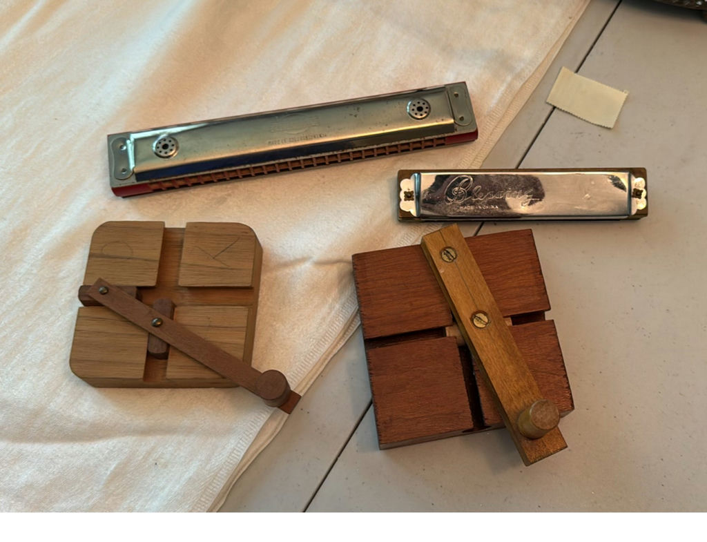 2 Harmonicas and 2 Wooden Toys - image 1 of 7