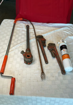 Pipe Wrenches and Plumbing Tools with Water Filter Cartridge - Image 1 of 4