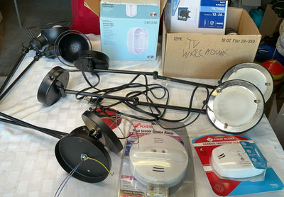 Assorted Lighting Fixtures, TV Wall Mount, and Safety Alarms - Image 1 of 7
