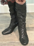 Black knee-high leather boots with ruched detailing, Size 11 - thumbnail 2 of 4