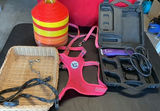 Pink dog harness with grooming kit and accessories - thumbnail 1 of 4