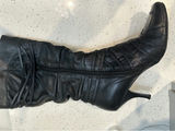 Black knee-high leather boots with ruched detailing, Size 11 - thumbnail 3 of 4