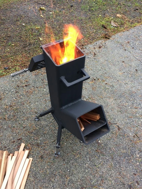 Metal freestanding Rocket stove with top grate and ash drawer - image 5 of 5
