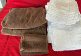 3 White Bath Rugs, Brown Towels - thumbnail 2 of 3