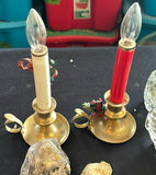 Assorted wooden boxes, brass candle holders, rocks, and glassware - thumbnail 6 of 7