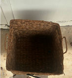 Wicker Storage Basket With Lid and Green Plastic Crate - thumbnail 2 of 4