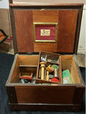 Antique wooden items: Windsor chair, ammo crate, sewing box, and wall decor - thumbnail 10 of 10