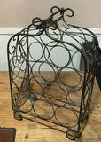 Two-tier wooden shelf with decorative metal wine rack - thumbnail 3 of 8