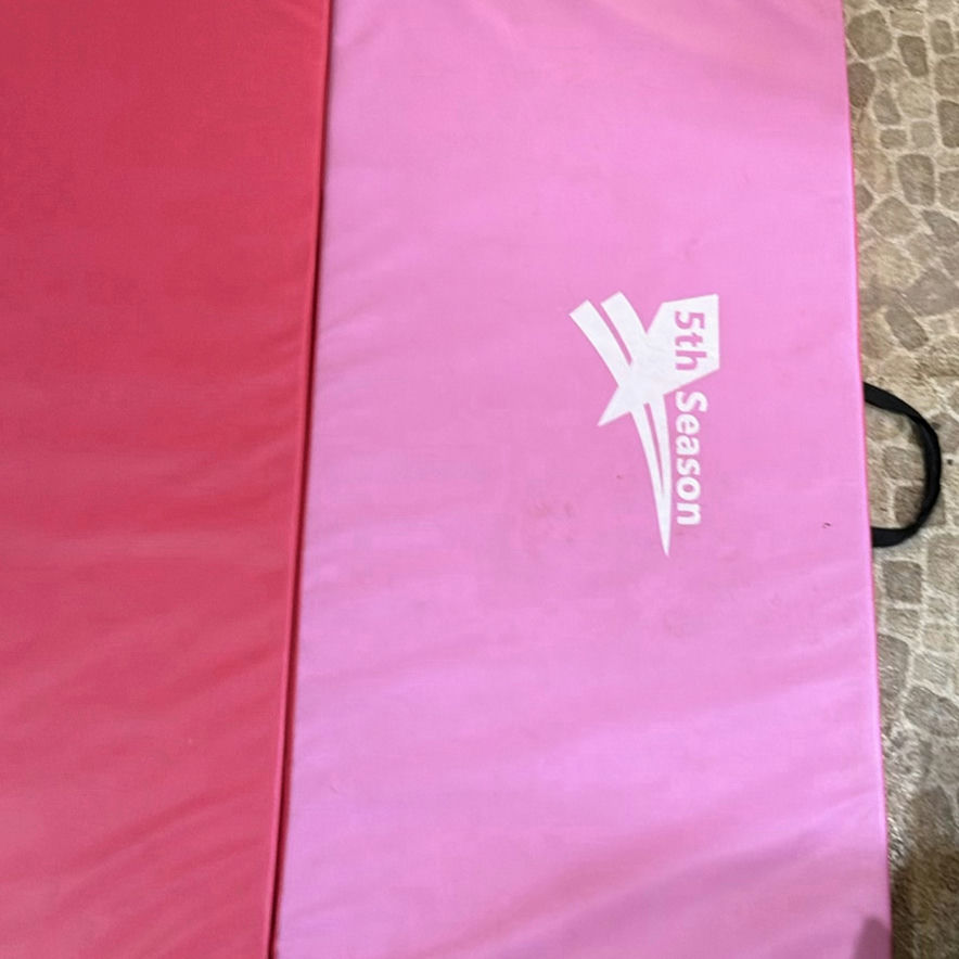 Pink and red folding gym mat with carrying strap - image 2 of 7
