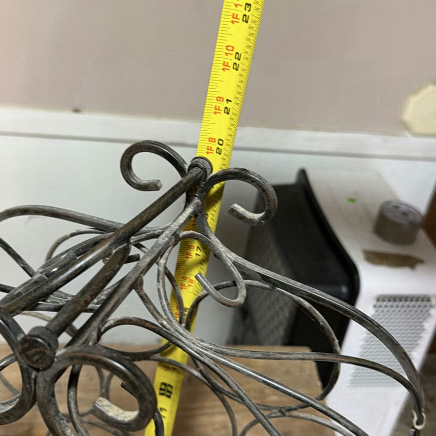 Two-tier wooden shelf with decorative metal wine rack - image 6 of 8