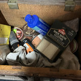 Vintage wooden shoe-care box with supplies - thumbnail 2 of 4