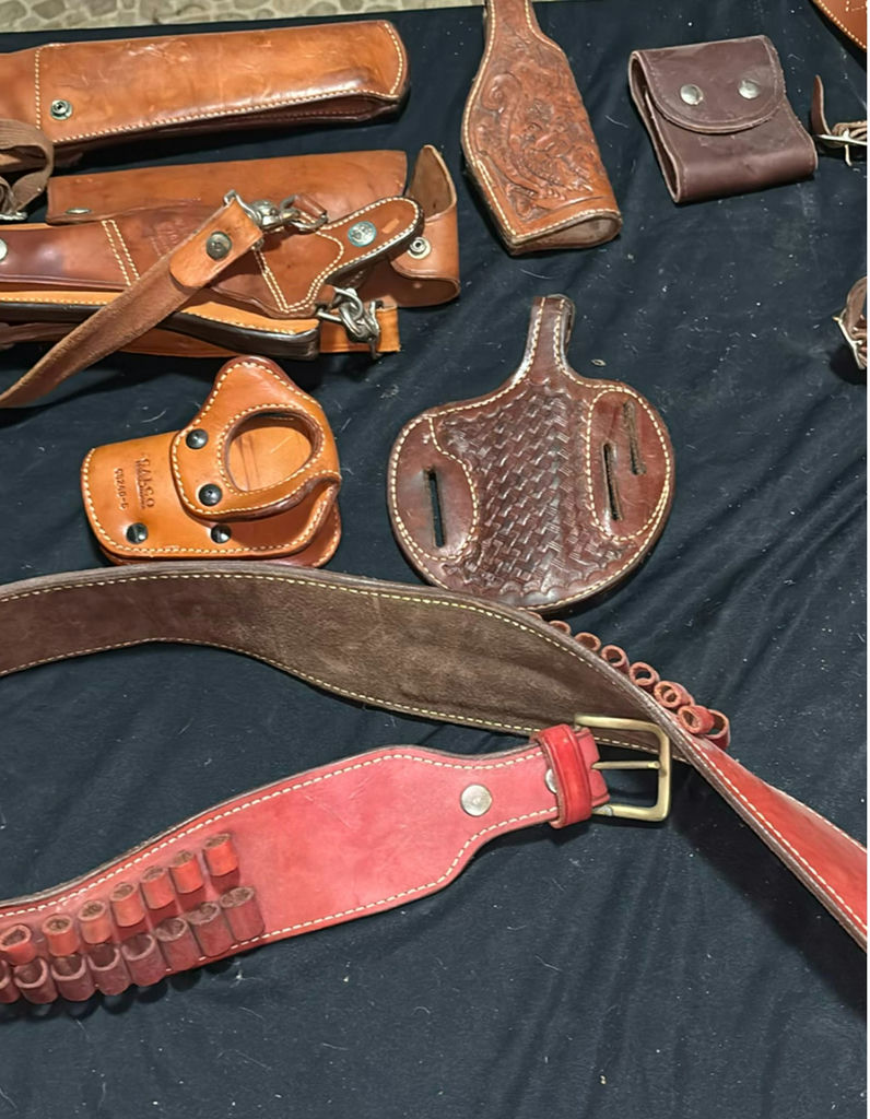 Assorted brown leather belts, holsters, and pouches - image 5 of 7