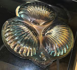 Round engraved metal tray and three-lobed shell-shaped serving platter - thumbnail 4 of 4