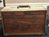 Vintage wooden tool chest with mitre box and carved cross - thumbnail 3 of 7