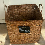 Wicker Storage Basket With Lid and Green Plastic Crate - thumbnail 1 of 4