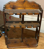 Two-tier wooden shelf with decorative metal wine rack - thumbnail 2 of 8