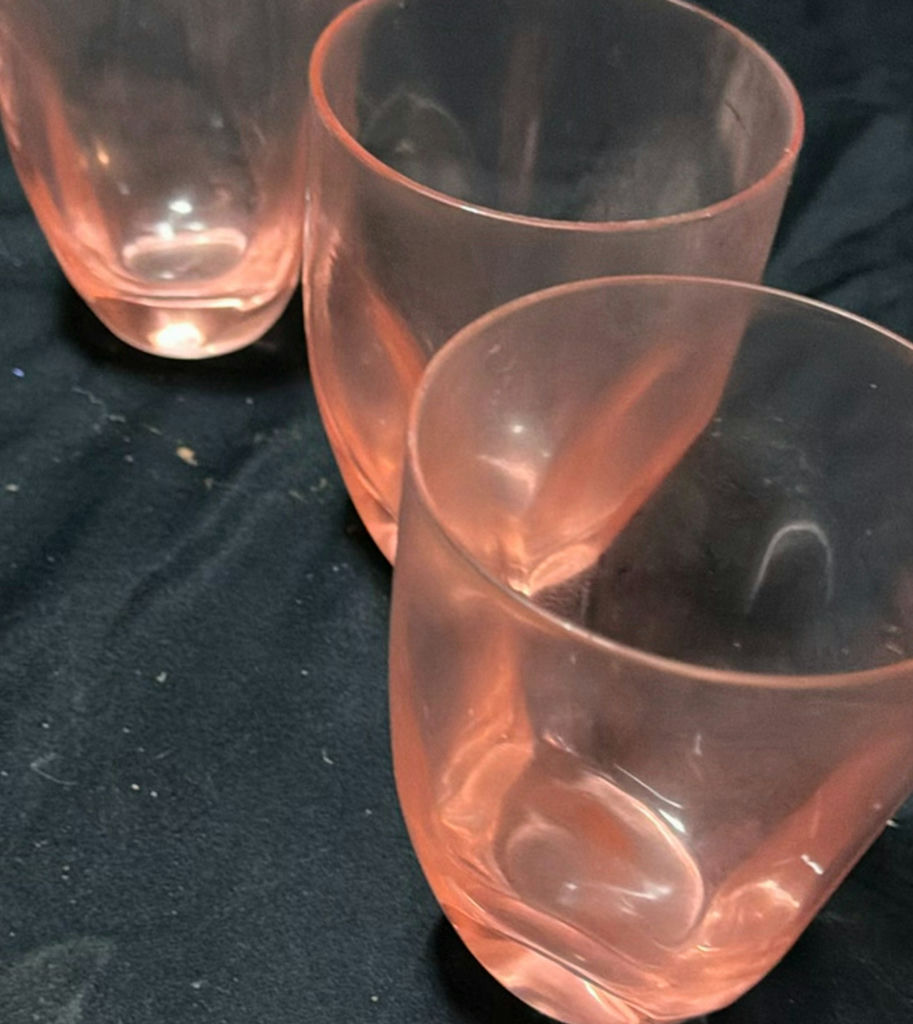 Pink glassware with pedestal dish and tumblers - image 3 of 6
