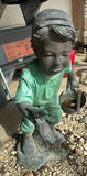 Two Child Figure Garden Statues- metal approximately 2' tall - thumbnail 6 of 8