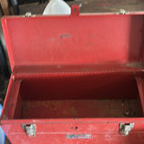 Red metal tool chest with lid and latches - thumbnail 2 of 6